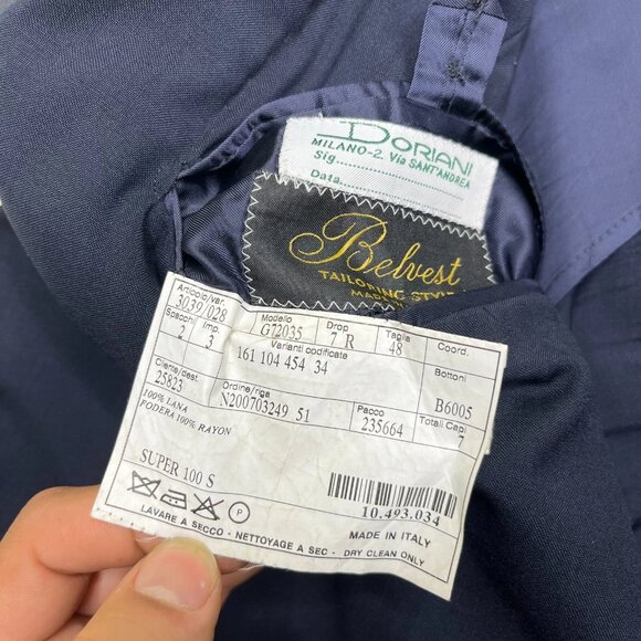 Doriani Milano Men's Navy Blue Notch Lapel Two-Button Blazer Jacket Size 38 US - Picture 11 of 16